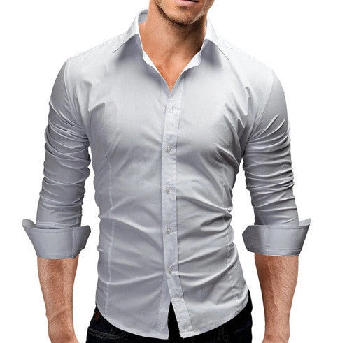 Men's simple dress fashion slim long sleeve shirt
