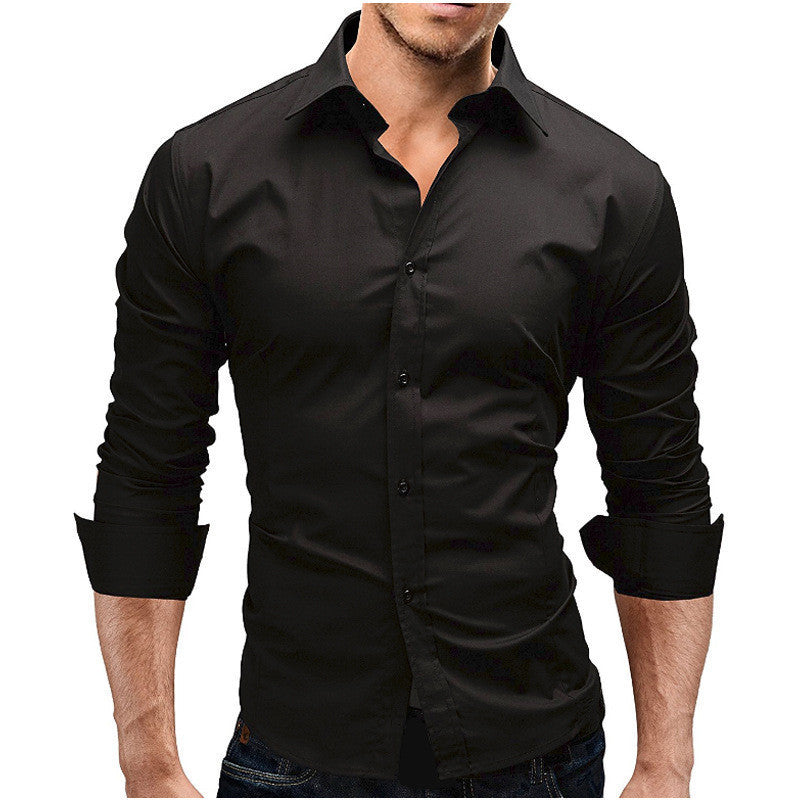 Men's simple dress fashion slim long sleeve shirt