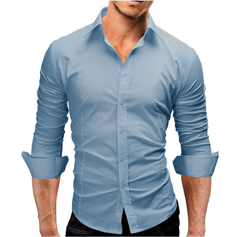 Men's simple dress fashion slim long sleeve shirt