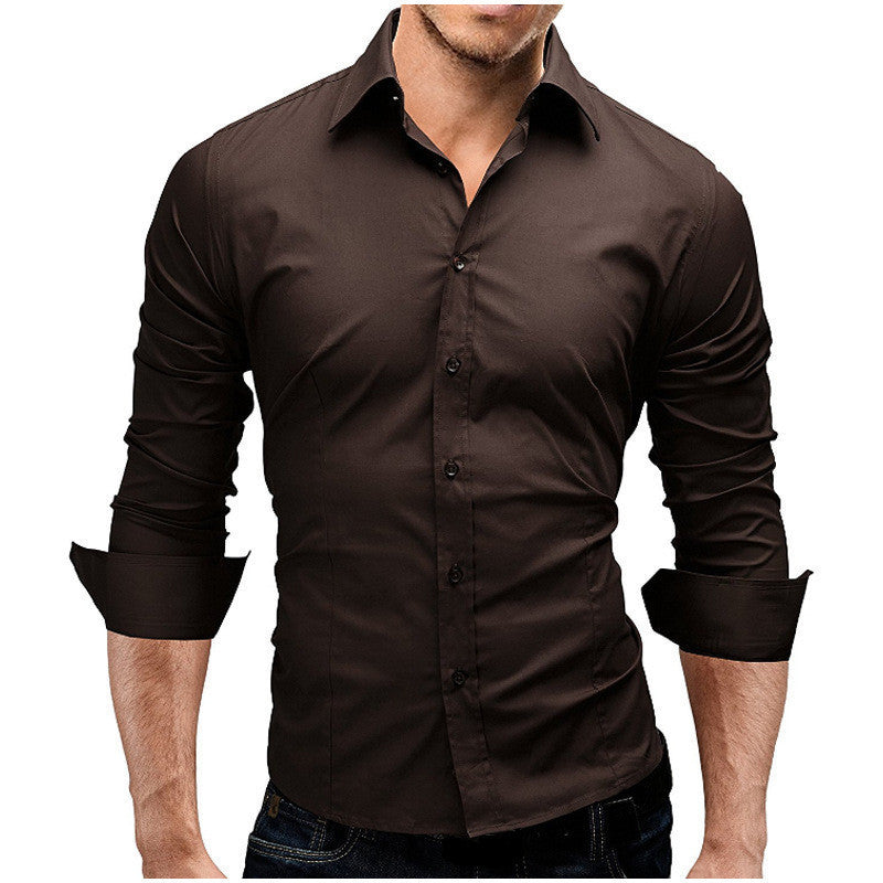 Men's simple dress fashion slim long sleeve shirt