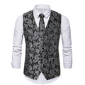 Men's Paisley jacquard vest black silver autumn winter