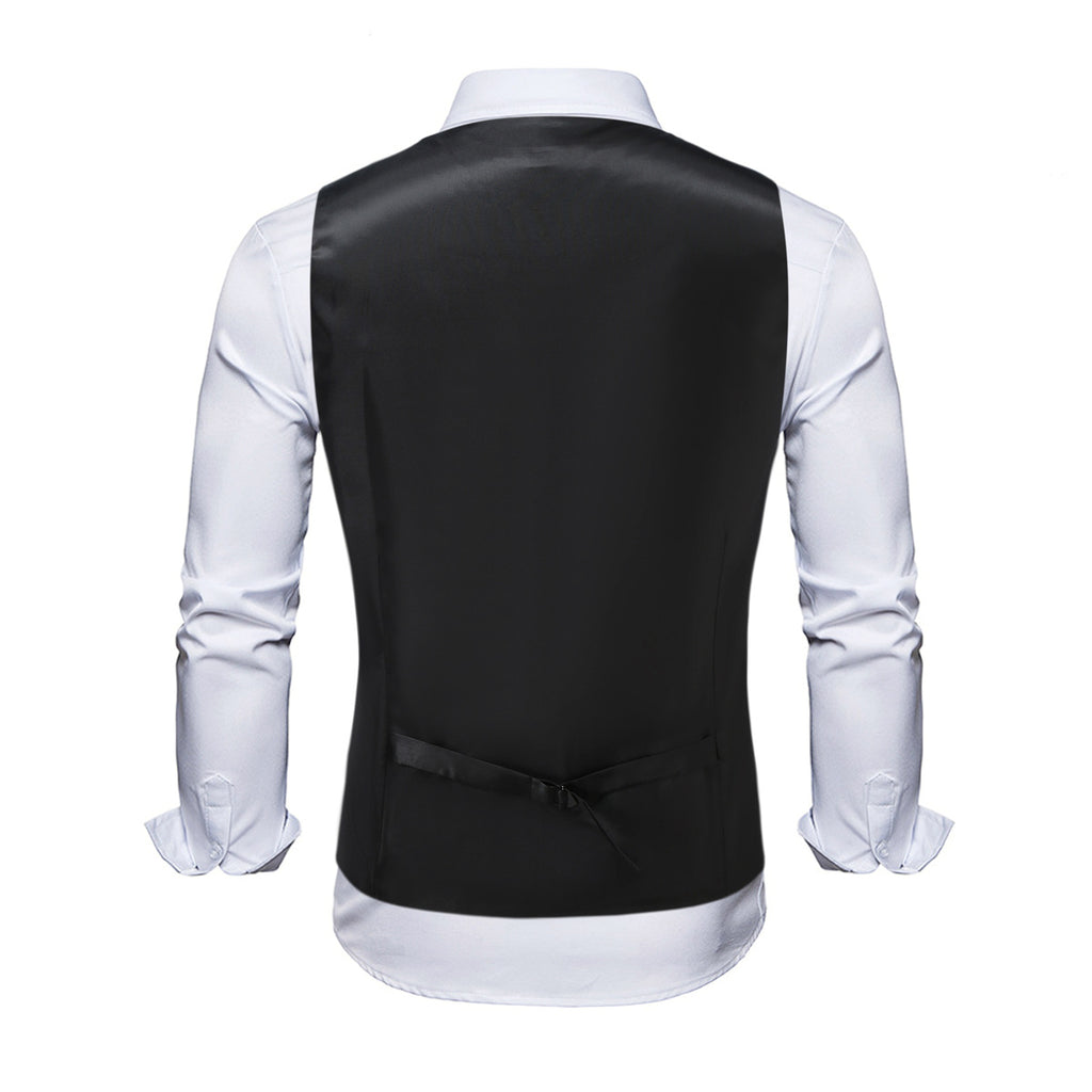 Men's Paisley jacquard vest black silver autumn winter