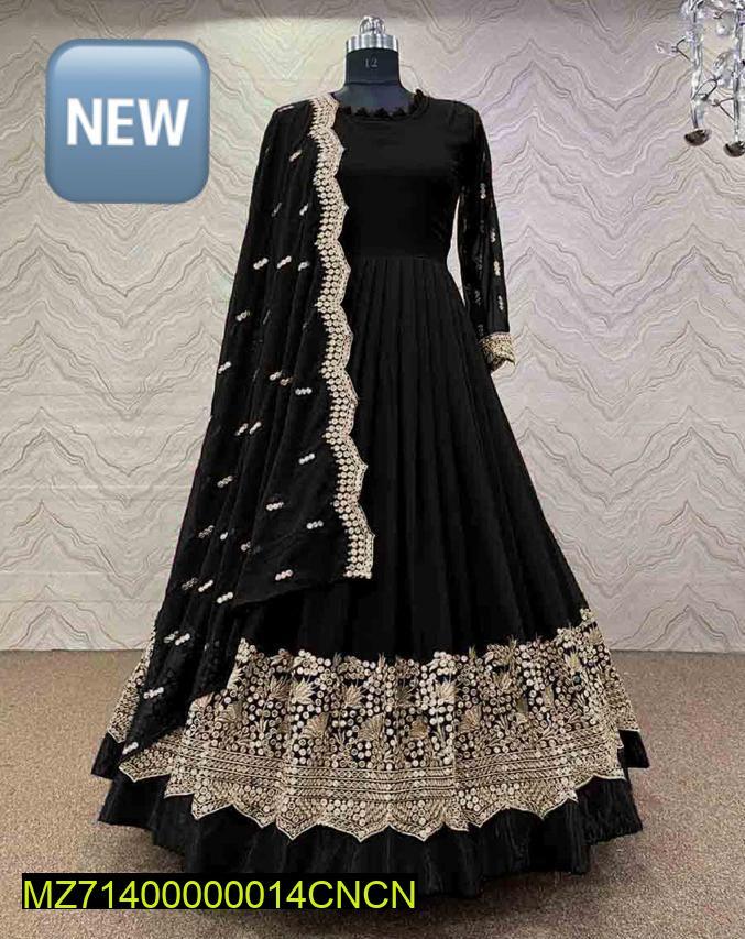 3pcs women stitched Silk embroidered Maxi