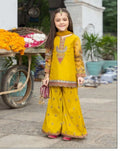 Yellow embroidery suits girl kurta salwar 3pcs