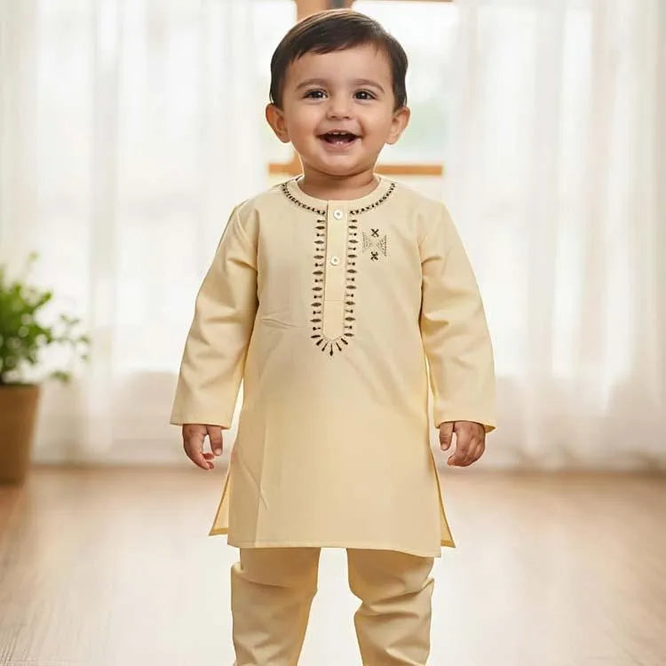 Boy cotton embroidery kurta salwar set multi color