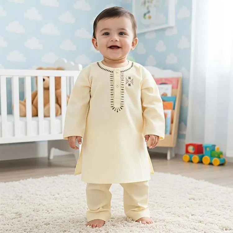 Boy cotton embroidery kurta salwar set multi color