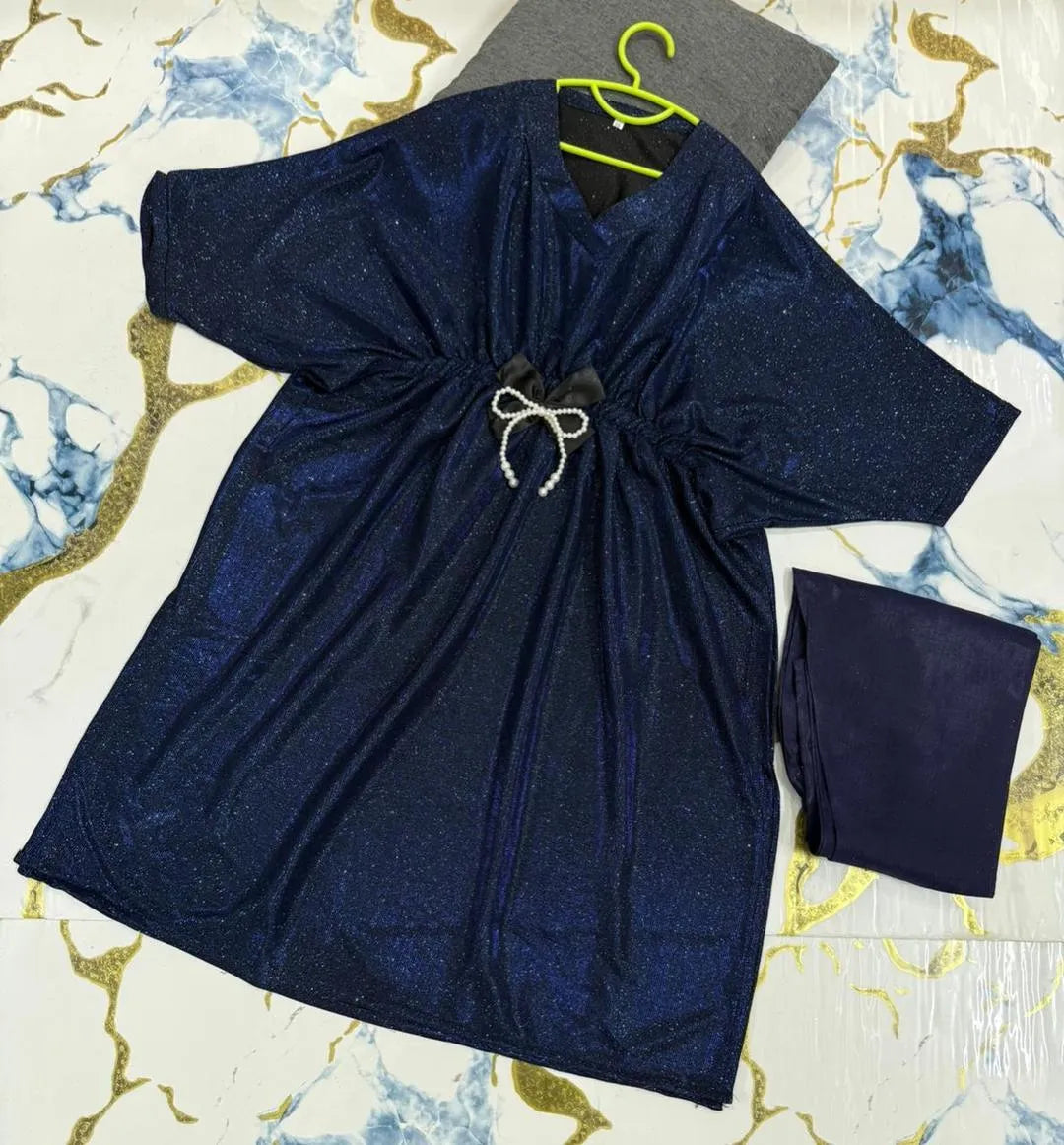 Blue girls jersey kaftan with trouser set 2 PCs