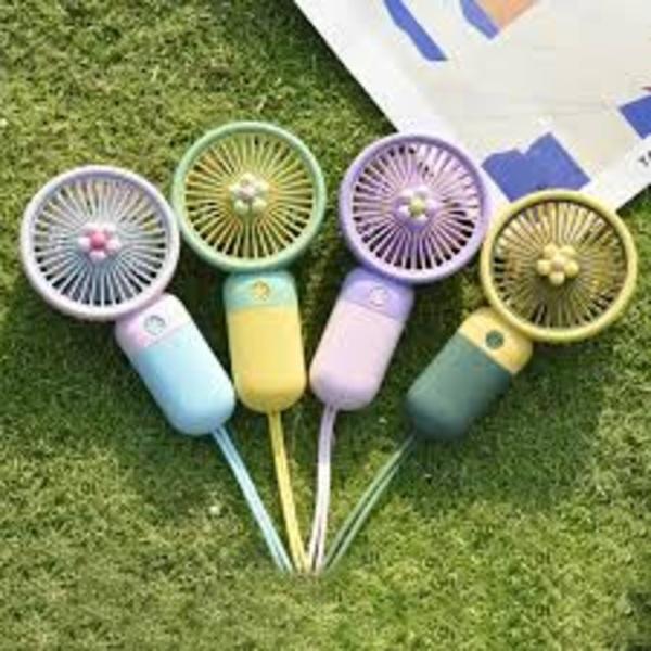 (Mkz)USB Rechargeable Mini Fan Yellow Mint Green