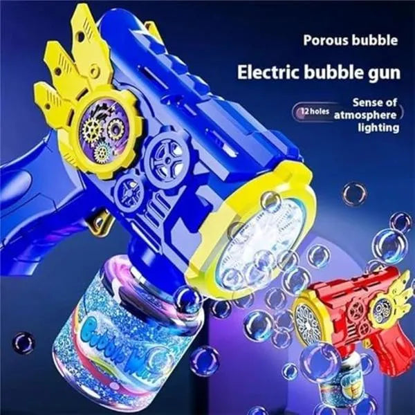 (Mkz)Kids Bubble Gun with LED Light & 100ML Solution