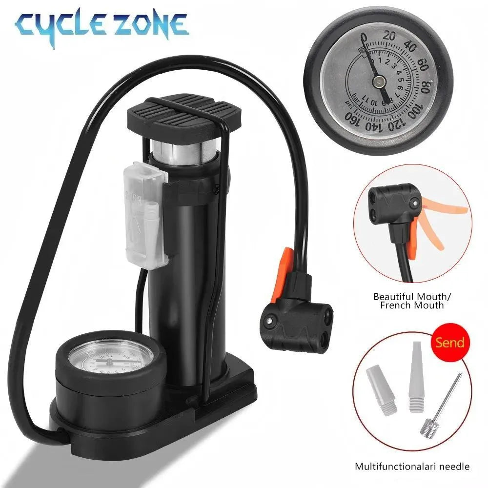 (Mkz)Portable Air Pump with Gauge & French Handle