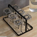(mkz)Glass Holder Black Metal Kitchen Storage