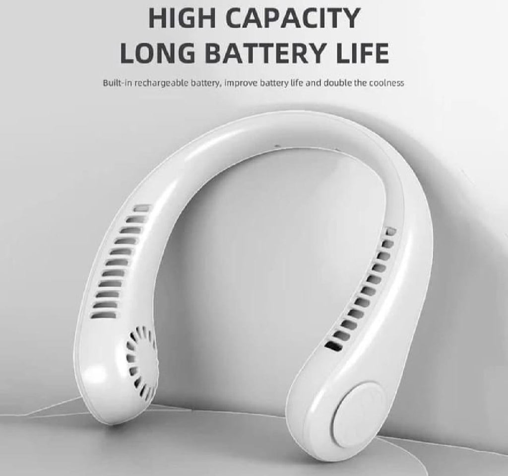 (Mkz)Rechargeable Neck Fan White Bladeless Cooling