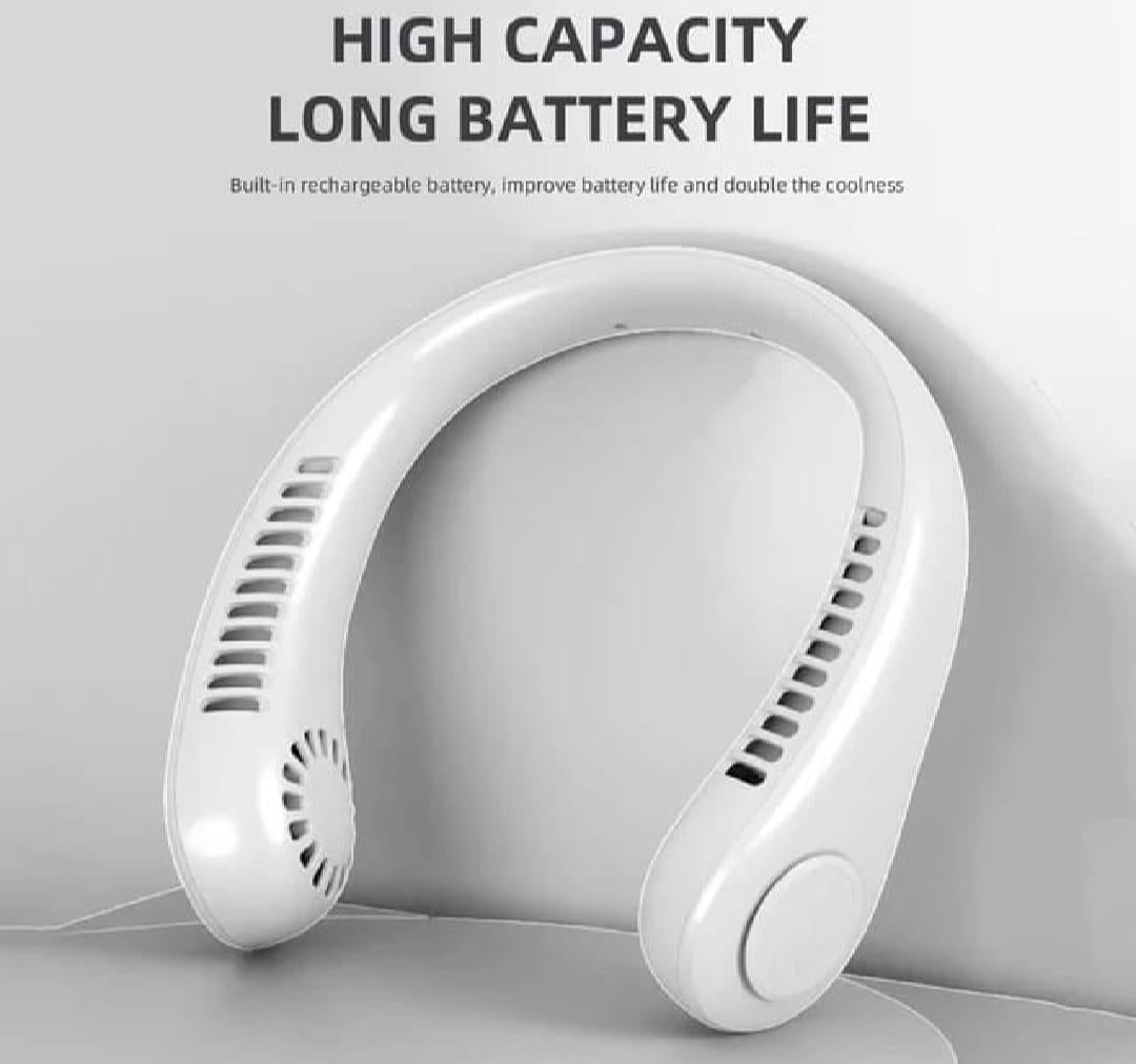 (Mkz)Rechargeable Neck Fan White Bladeless Cooling